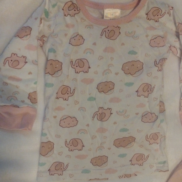 Swiggles Pink and White Pajama Sets with Playful Pattern. Ruffle Butt Bottoms​ - Picture 2 of 5